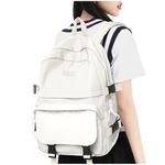 HYC00 School Backpack Womens,School Bags for Boys Girls,Multi-Pocket School Backpacks,Waterproof Teenage Bookbag for Junior High University School Bag Travel Daypack College fits Laptop,Beige