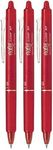 PILOT FriXion Ball Clicker Retractable Erasable Gel Pen, Fine Point, 0.7mm, Red Ink, Pack of 3, Black