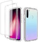 Vavies Compatible with Redmi Note 8 (2019/2021) M1908C3JH Case with Tempered Glass Screen Protector, Full Body Shockproof Clear Flexible Protective Cover Cases for Xiaomi Redmi Note 8 (Clear)