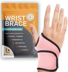 BracEasy Wrist Brace: Left & Right Hand Wrist Brace/Wrist Support Wrist Wraps - Carpal Tunnel Wrist Brace for Night Support - Wrist Brace for Wrist Pain; Hand Brace; Wrist Guard [Pink; Single]