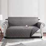 Moonlight Bedding Sofa Cover 2 Seater Non Slip Light Grey - Dark Grey 100% Water Resistant Sofa Slipcovers Reversible Quilted Sofa Protectors from Pets/Dogs, Couch Covers with Adjustable Elastic Strap