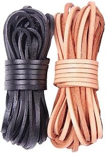 LORJE 2 Rolls 5MetersX 2MM Cowhide Leather Cords Square Rope String for Jewelry Making Bracelet Necklace Jewelry Making Lanyards DIY Crafts,Genuine Leather Cord.