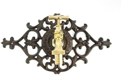 Robinet de jardin avec rosace murale Plaque murale en fonte Antique Art Nouveau Gothique Style ancien Antique Fondateur Style nostalgie Raccord d'eau Laiton Robinet en laiton Style maison de campagne