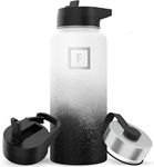 Iron Flask Sports Water Bottle-32oz 3 Lids (Straw Lid), Vacuum Insulated Stainless Steel, Hot Cold, Modern Double Walled, Simple Thermo Cup (Day & Night)