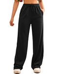 FACDIBY Wide Leg Sweatpants for Women Elastic High Waisted Drawstring Loose Pants with Pockets, 02-black, XL