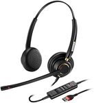 Arama USB Headset with Microphone Noise Cancelling, Laptop Headphone with Mic, Wired Computer Headset for PC Softphone Microsoft Teams Zoom Skype Chat Office Call Center Business Online Class