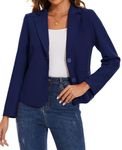 MINTLIMIT Women's Suits & Blazers Half Lined Elegant Suit Jacket Notched Lapel Long Sleeve (Navy L)