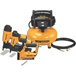 BOSTITCH 3-Tool Nailer and Compressor Combo Kit, 18GA Brad Nailer, 16GA Finish Nailer, Crown Stapler Plus Compressor (BTFP3KIT-CA)