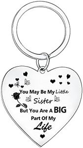 Sister Keychain Sister Gifts Sister Presents for Birthday Heart Pendant Keyring for Women Lady Girl Gift Christmas Jewellery, Little Sister, One Size