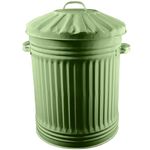 60L Sage Retro Bin Vintage Style Metal Dustbin with Lid Suitable for Indoor or Outdoor - Classic Bin Steel Dustbin for Animal Feed, General Waste, Storage and More - Sage - 60 Litre