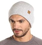 Winter Beanie Knit Hats for Men & Women - Merino Wool Ribbed Cap - Warm & Soft Stylish Toboggan Skull Caps for Cold Weather Light Gray