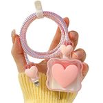 ZOSTLAND 5 in 1 DIY 18W 20W Heart Shape Protector Data Cable USB Charger Line Earphone Wire Saver Organizer Compatible with iPhone 11 12 13 14 15 Pro Max (Love Pink)