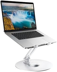 Support Ordinateur Portable avec Base Rotative à 360°, Laptop Stand Pliable en Aluminium Réglable en Hauteur pour le Travail, Rehausseur Ergonomique de PC Portable(10-17") Macbook/Lenovo/HP, Chrome