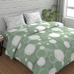 Huesland by Ahmedabad Cotton 144 TC King Size Bedsheet Cotton with 2 Pillow Covers | Sphere | 108 x 108 inches | Green & Off White