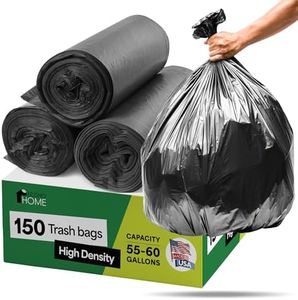 EconoHome Commercial 55-60 Gallon Garbage Bags - High Density Extra Large Trash Bags - 40x54" 17 Micron - Industrial Plastic Can Liners for Light Waste - Made in the USA - Bulk 150-Count, Black