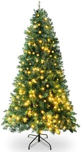SA Products 6ft Pre-Lit Artificial Christmas Tree – 1,142 Alaskan Pine Tips - Christmas Tree with 400 Vibrant LED Lights, 8 Lighting Modes & Timer, Slim PVC Xmas Tree for Small Spaces & Holiday Decor