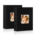 Lanpn Small Photo Album 5x7 50 Pockets 2 Packs, Linen Picture Book with Clear Plastic Sleeves Pages Holds Top Loading Vertical Photos Only (Black)