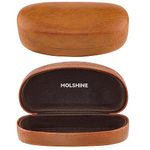 molshine Hard Shell Sunglasses Case,Classic Large Glasses Case for Sunglass, Eyeglasses with Cleaning Cloth, Pocket (Brown)