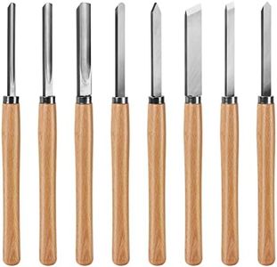 HAUTMEC Professional Wood Turning Chisel 8 pcs Set, Lathe Chisel Set with 2 Skew 1 Spear Point 1 Parting 1 Round Nose & 3 Gouge Tools for Beginners, Hobbyists and Professionals HT0237-WW