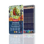 Derwent Inktense Permanent Watercolour Pencils, Set of 12 in a Tin, 4mm Premium Core, Water-Soluble, Ideal for Colouring, Painting and Crafting, Professional Quality (0700928)