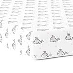 Cotton Baby Crib Fitted Bed Sheets for Cot | Organic Twill Fabric Baby Bedding for New Born, Infants, Toddlers | 52"x28" Pack of 1 | The White Cradle - Grey Whale with Pink Dots