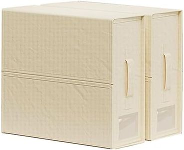 Sawanork Bed Sheet Organizers and Storage, 2 Pack Foldable Sheet Storage Box, Linen Fabric Storage Bins with Zipper for Queen or King Sheets, Closet Organizer for Bedding Clothes Blankets, Beige