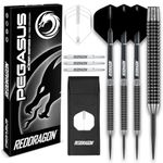 RED DRAGON Pegasus 28 Gram Professional Tungsten Steeltip Darts Set with Flights, Stems (Shafts) and Wallet