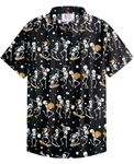 Arvilhill Men's Halloween Shirt Dancing Skeleton Button Up Shirt Funky Skull Shirt Ghost Shirt M