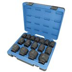 JET 3/4 Inch Drive Impact Socket Set - SAE 6 Point Standard Sockets with Torque Drive - 16 Pieces