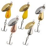 QualyQualy Trout Lures Fishing Spinnerbaits 5pcs Brass Hard Metal Spinner Trout Baits Fishing Lure Catches for Perch Freshwater Saltwater Lake River