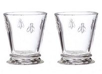 La Rochere 10oz Glass Tumbler Set of 2 – Napoleon Bee clear stemless glass – Ideal for Cocktails, Wine, Irish Coffee, Juice, Appetizers – Ideal Birthday Housewarming gift – Sturdy everyday glassware