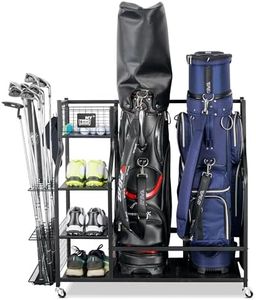 Mythinglogic Golf Storage Garage Organizer,Golf Bag Storage Stand and Other Golfing Equipment Rack,Extra Large Design for Golf Clubs Accessories,2 golf bag rack