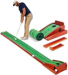 Perfect Practice Compact Golf Putting Mat with Ball Return - 8ft Portable Practice Putting Green - Training Aid for Indoor, Outdoor Golf Practice at Home, Office, Backyard - Golfing Gifts for Men