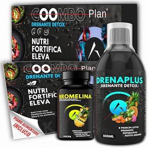 CoomboPlan® DRENANTE DETOX Box 3 in 1 Con Dieta Detox - Drenante Forte Anticellulite e Bromelina Forte Drenante Percorso Settimanale per Ritenzione Idrica Pancia Piatta Donna e Uomo Made in Italy…