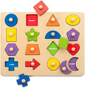 Coogam Montessori Toy Wooden Shape Peg Puzzle, Fine Motor Color Matching Sorting Board, Early Learning Educational Activity Toy Preschool Toddler Baby 3 4 5 Year Old