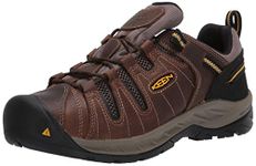 KEEN Utility Men's Flint 2 Low Height Soft Toe Breathable Durable Construction Work Shoes, Cascade Brown/Golden Rod, 12