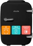 Abode Black Mini Fridge A4CLR201B 4L/6 Can Portable Thermoelectric Mini Cooler & Warmer for Drinks, Cosmetics/Makeup/Skincare, AC/DC Power, Retro Style, For Bedroom, Home, Caravan, Car