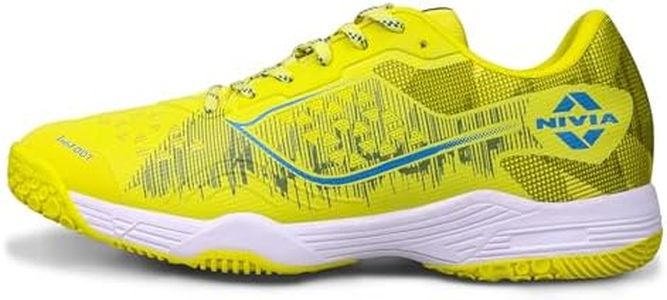 Nivia HY-Court 3.0 Badminton Shoe for Mens, Rubber Sole Shoes with Upper Mesh for Sports, Badminton, Volleyball, Squash, Table Tennis, Nonmarking Sole (Yellow Plum) Size - UK-11