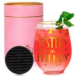 Biching Sister Gifts from Sister, Sisters Make The Best Friends - 18oz Stemless Wine Glass, Friendship Gifts for Women, Birthday Gifts for Best Friend, Soul Sister, Big Sister, Sister in law, BFF