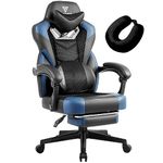 Vigosit Gaming Chair PRO, Ergonomic Gaming Chairs for Adults Heavy People, Reclining Office Desk Computer Chair with Footrest and Lumbar Support, Big Tall Mesh Gamer Chair with Cushion (Black Blue)