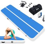 RISINGUKST Air Gymnastics Track Tumbling Mat Inflatable, 6.6ft 10ft 13ft 16ft 20ft Training Mats 4/8 Inch Thickness, Air Roller Air Barrel (Blue, 600 * 100 * 20cm)