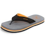 DOCTOR EXTRA SOFT Slipper Care Orthopaedic and Diabetic Comfort Doctor Slipper, Flip-Flop, Cushion, Slides and House Slipper for Men's and boys ULTRA SOFT D-28-GREY/ORANGE-10 UK