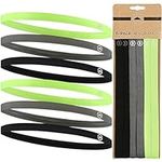 Elastic Thin Sports Headbands - Athletic Non Slip Skinny Headbands for Women Men Boys Girls Kids- 6-Pack Silicone Grip Hairband Mini Sweat Band, Great for Workouts