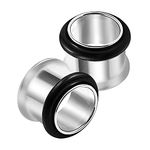 KJM Fashion 2PCS Stainless Steel 1/2 inch 12mm Single Flared Ear Stretcher Gauge Tunnel Plug Lobe Earring Piercing Jewellery 1786