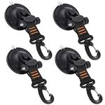 CONBOLA Heavy Duty Suction Cups New,4 Pieces with Hooks Rotatable Car Camping Tie Down Suction Cup Camping Tarp Accessory with Securing Hook Strong Power for Awning Boat Camping Trap.(4 pcs,Orange)