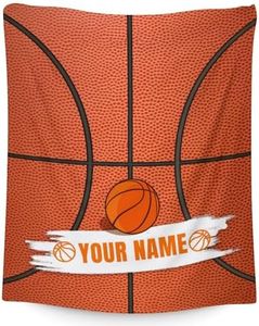Personalized Blanket Gifts for Boys Girls - 80x60 Inches Sports Throw Blanket for Basketball Lover Kids Teens Adults - Basketball Print Soft Fuzzy Blankets for Lap Couch Sofa Bed