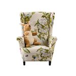 Highdi Kids Wingback Chair Covers Stretch Wing Chair Slipcover, Washable Spandex Fabric Sofa Cover Furniture Protector for Armchair Chairs Living Room Bedroom Hotel (beige spring)