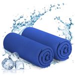 KAYMAN Cooling Gym Towel - Light Blue (2 Pack - 120x35cm), Soft & Breathable Microfibre Towel, Quick Dry Yoga Towel, Cooling Towel for Neck & Face, Sport Towel for Golf, Running, Hiking & Workout