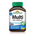 Jamieson 100% Complete Multivitamin for Adult Men, with Siberian Ginseng, Selenium & Lycopene