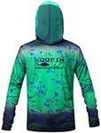 KOOFIN GEAR Performance Fishing Hoodie UPF 50 Sunblock Shirt Long Sleeve Quick-Dry Loose Fit Fade Pattern, Green, X-Large